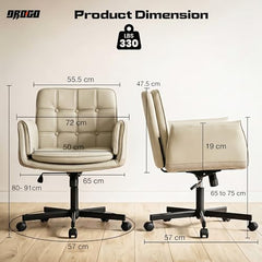 DROGO Zen Atora Ergonomic Criss Cross Legged Office Chair for Work with 5 Gear Armrest & Wide Thick Cushion Seat | PU Leather Computer Chair with Adjustable Height, Recline & Heavy Metal Base (Black)