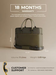 EUME Commute Laptop Bags for Men & Women Office Use| Gift | with Padded Compartment | Vegan Leather & Nylon Fabric | Fits Up to 15.6" Laptop & MacBook, 11L, Black & Forest Green
