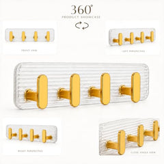SIGNAMIO 6 Hook Shelf Adhesive Strip Wall Hanging Sticky Hook Black