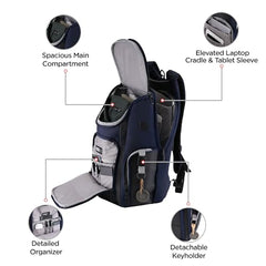 HARISSONS Teknos Business Travel Laptop Backpack | 35L | Fits 15.6” Laptop | 900D PU-Coated Polyester & Vegan Leather | Work, Travel & Commute | USB Port, Anti-Theft Pocket, Rain Cover (Black)