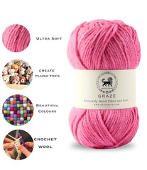 Nestnhaven Acrowools Graze Hand Knitting and Crochet Yarn. Pack of 1 Ball - 100gms. Shade no - NNHG001 (Berry Purple)