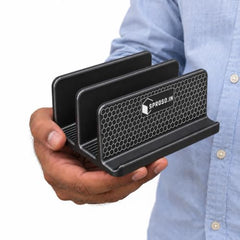 SPROSO QuadNest 4-Slot Vertical Laptop Stand, Black, Pack of 2