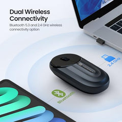 Portronics Toad 6 Bluetooth Wireless Mouse with 2.4 GHz USB Receiver, Multi-Device Pairing, Built in Battery, 1600 DPI Sensor(Black)