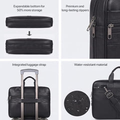 RIONTO Elite Vegan Leather Laptop Bags for Men Office Use | Upto 15.6 inch | Expandable Bottom | Mobile & Pen Compartment with Multiple Organizers | Professional Office Bag for Man & Women - Tan