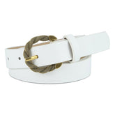 SYGA Women's Retro Snake-Shaped Pin Buckle Thin PU Belt All-Match Long Dress Accessory(White)