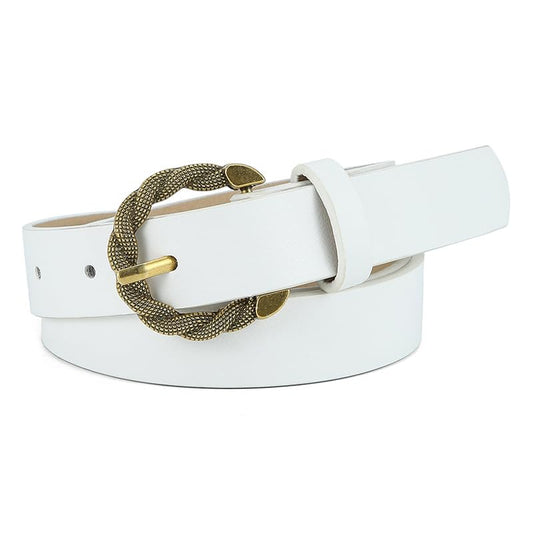 SYGA Women's Retro Snake-Shaped Pin Buckle Thin PU Belt All-Match Long Dress Accessory(White)