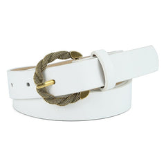 SYGA Women's Retro Snake-Shaped Pin Buckle Thin PU Belt All-Match Long Dress Accessory(White)