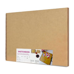 Lakeer Kraft Sketchbook - A4 Size, 250 GSM-25 Sheets, for Sketching, Drawing, Painting, etc - Landscape