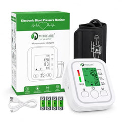D MEDICARE Fully Automatic Digital Blood Pressure Monitor for Home Use | One Touch Operation, Smart Voice Function, Dual Power Option, Dual User Memory Storage