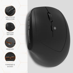 amazon basics Pro Series 650 mAh Wireless Rechargeable Ergonomic Mouse for PC, Mac, Laptop | 3 Adjustable DPI Settings Up to 1600 | Shortcut Buttons | Tri-Mode connectivity (Black)