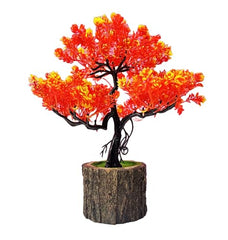 Dekorly Small Artificial Bonsai Tree Fake Plant Potted House Plants Japanese Pine Bonsai Plant Faux Bonsai for Home Indoor Decoration Office (Wooden Potted Plants, Design-G)