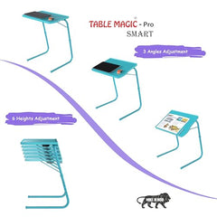 TABLE MAGIC- BADE Multipurpose Laptop Table Mat Finish - Adjustable, Foldable, Portable, Engineered Wood Top with Footrest, Top Size 60 * 45cm (X-Large, Midnight Black)