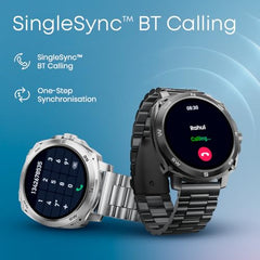 Fastrack MYND 1.93” AMOLED Display Smart Watch for Men & Women with AI Watch Faces,AI Chat,Offline Voice Commands,Curved Metallic Design,Functional Crown,BT Calling, Health Suite,100+ multisport modes