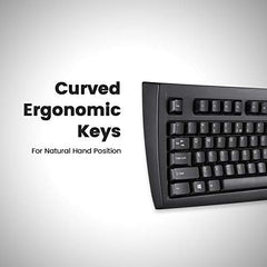Perixx PERIBOARD-107 PS/2 Wired Keyboard – Full-Size US Layout with Curved Keys – Durable Plug & Play Classic Keyboard for Legacy PC Systems – Black, 104 Keys