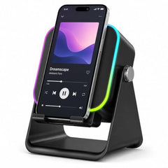 Mobile Induction Speaker with Bluetooth 5.3, Wireless Phone Sound Amplifier & 360° Adjustable Stand, RGB Light, Emergency Charging, Rechargeable Speaker for iPhone, Android & Tablets