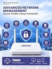 UBIQCOM UB5021GV XPON ONT Optical Network Terminal, 1GE + 1 POTS, GPON Fiber Broadband Modem with VoIP Voice Support, SC/UPC Connector, FTTH ONT for Home & SOHO Users