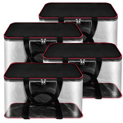 SNDIA 2 Pack 33L Transparent Clothes Storage Bags | Underbed Storage | Moisture Proof , Clothes Organizer for Lehengas, Dresses & Wardrobe Storage with Strong Zipper (RedBlack, 39x34x21cm)
