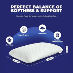 WELLGIVER Cervical Butterfly Pillow | Orthopedic Memory Foam for Neck & Shoulder Pain | Ergonomic Contour Design | Dual Height Support | Side Sleeper Pillow with Arm Rest - Pack of 1