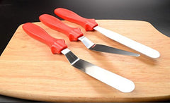 SYGA Professional Offset Spatula Set with Plastic Handle - 3-Piece Stainless Steel Icing Spatula Variety Set & Cake Decorating Tools, Flexible Resistant Blades, 2 Angled and 1 Straigh