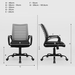 Green Soul Atom | Ergonomic Office Chair for Home & Office | 12 Months Warranty | Comfortable & Spacious Seat | Rocking-tilt Mechanism | Heavy Duty Metal Base (Black)