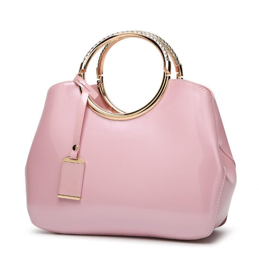 SYGA Leather Glossy Women's Bag Bride Wedding Handbag Women's One Shoulder Crossbody Stylish Bag(PINK)