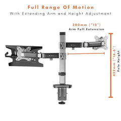 Artikel Double Monitor Desk Mount | Adjustable Heavy Duty Monitor Arms | VESA Mount with C Clamp & Grommet Mounting Base | Computer Monitor Stand for Screen up to 27 inch | Table Mounted | Black