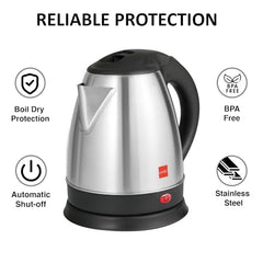 CELLO Lifestyle Electric Kettle 1.5L and Sippa Bottle 500 ml Combo Black | Double Wall, Auto-Shut Off Protection, Easy Grip Cool Touch Handle | Stainless Steel Electric Kettle For Boiling Hot Water