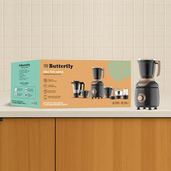Butterfly ZieraBlack 1000 Watt Mixer Grinder | 6 Jars | Coarse Grinding Jar | Uniform Grinding - Tornado Blade & Lid | Smudge Free & Long Lasting Annealed SS Jars | Torx23 Motor| 5 Years Warranty