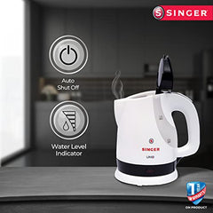 SINGER Cutie DX Electric Kettle 1350 Watts | 2 Years Warranty | 1.5 Liters | Quick Boil | Stainless Steel | Cool-Touch Handle and Lid | Auto Shut Off | Tea & Coffee, Instant Noodles, Rice, Soups