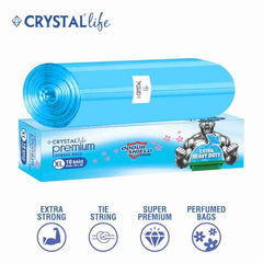 Crystal Scented Garbage Bags Medium 19x22 Inches Blue 120 Bags Pack | Jasmine Scented, 30 Pcs/Roll x 4, Tie-String, For Wet & Dry Waste