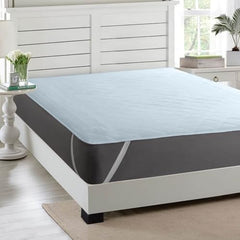 Trance Home Linen 100% Cotton Quilted Mattress Protector Single Siz Bed| Quilted Bed Cover |Water Resistant | Breathable 100% Cotton Pad with Elastic Straps on Corners (75x36 inch, Beige)