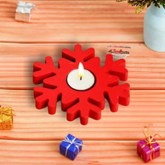 eCraftIndia Wooden Floral Printing Block Decorative Tea Light Candle Holders (Set of 12, Green White) Diwali Christmas Decorations Items for Home Office Christmas Gifts for Women Men Family Friend