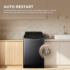 Haier 8 Kg, In-Built Heater, Front Panel Design, NZP Technology, Oceanus Wave Drum, Fully Automatic Top Load Washing Machine (ETL80-HC5S8 | Dark Jade Silver)