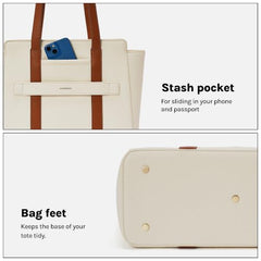 MOKOBARA Sunflower Tote 18L Laptop Bag 14 Inch Office Travel Handbag Beige | Stylish Purse College Girls Ladies Shoulder Bag Latest Waterproof Vegan Leather Tech Sleeve Luggage Strap Organizer Pocket
