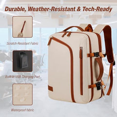 KARRIER 50L CrossZip Laptop Backpack for Men & Women, Spacious Padded Laptop Bag with Multiple Compartments for Office, College, Work & Travel, Cream**