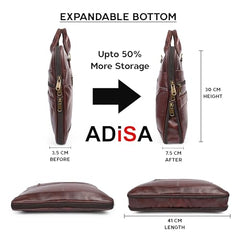 ADISA Laptop Bag for Men - Faux Leather Office Messenger Briefcase with Laptop Compartment for Work, Business, Corporate & Professional Use (LB6050)