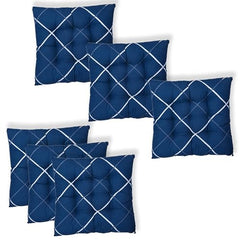 Kuber Industries Chair Pad|Chair Cushion Pad|Chair Cushion with Ties (Blue)