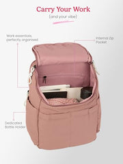 Genie Miami Laptop Backpack for Women (16 Inches) | Modern Office, College & Travel Laptop Backpack | Padded Laptop Sleeve | Rose