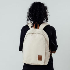 DailyObjects Pedal Everyday Casual Laptop Backpack (16L) Fits Upto 14 Inch Laptop, Unisex Travel Backpack Durable Canvas Material, Zippered Compartments With Pockets (Beige)