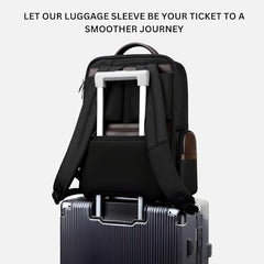 Aethon | Krossover 15.6-Inch Laptop Backpack | Water-Resistant with Multiple Pockets for Office, Travel | Shoulder Bag Made with Vegan Microfiber Leather (BLUE + BROWN)