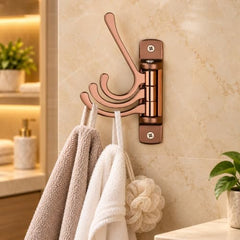 iSTAR Wall Hooks for Hanging | Flexible 4 Pin Hooks Bathroom Cloth Hanger Wall Hook Door Robe Hooks for Hanging Keys, Clothes, Towel (Rose Gold, Pack of 3)