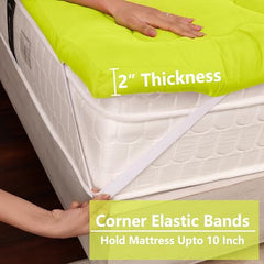 AVI Super Soft 500 GSM Microfiber Bed Mattress Topper for King Size 78x72 Inch | All Season Comfortable Sleep 2 Inch Thick Mattresses Padding King Size -(White, 6.5x6 Feet, 4 Corners Elastic Band)