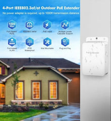 HIKONECT Outdoor PoE Repeater 1 in 4 Out, 10/100Mbps PoE Extender for IP Cameras, CCTV & Access Points, 250m Range | Waterproof Lightning-Proof Network Booster