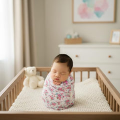 MOMISY isting Content Content generated Baby Photography Photoshoot Props Breathable Blanket Swaddle Cotton Wrap- Rose Print (White)