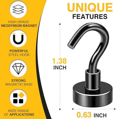 DIYMAG Magnetic Hooks 15pcs 30lbs Cruise Essentials 2026 Magnet Hook | Neodymium Heavy Duty Strong Magnets Hanging Ship Cabins Refrigerator Fridge Classroom Beach Vacation Kitchen Grills Home Tool