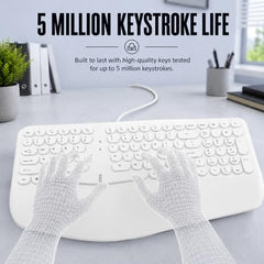 Ant Master 05 Wired USB Keyboard - Full-Size 104 Keys with Numeric Pad | Membrane Silent Typing, 1.3m Cable, Plug & Play | Ergonomic Office & Home Keyboard for PC, Laptop, Mac & Linux – Black