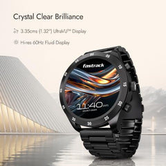 Fastrack MYND 1.93” AMOLED Display Smart Watch for Men & Women with AI Watch Faces,AI Chat,Offline Voice Commands,Curved Metallic Design,Functional Crown,BT Calling, Health Suite,100+ multisport modes
