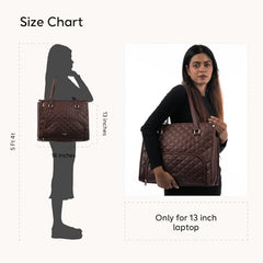 Crewer Elegant Work Bag with Lunch Compartment – Laptop Tote Bag with Lunch Box Section, Office Bag with Insulated Lunch Storage – Stylish Quilted Shoulder Bag for Women. (Cream)