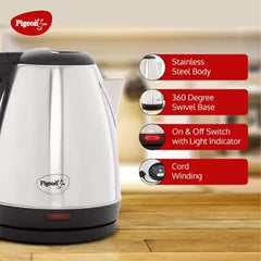 Pigeon 1.5 litre Hot Kettle and Stainless Steel Water Bottle Combo used for boiling Water, Making Tea and Coffee, Instant Noodles, Soup with Auto Shut- off Feature, 1300 W