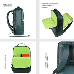 Gear Elevate Faux Leather 20L Water Resistant Anti-Theft 4 Compartment Backpack/Laptop Bag/Office Bag With Raincover For Men/Women (Olive-Yellow)